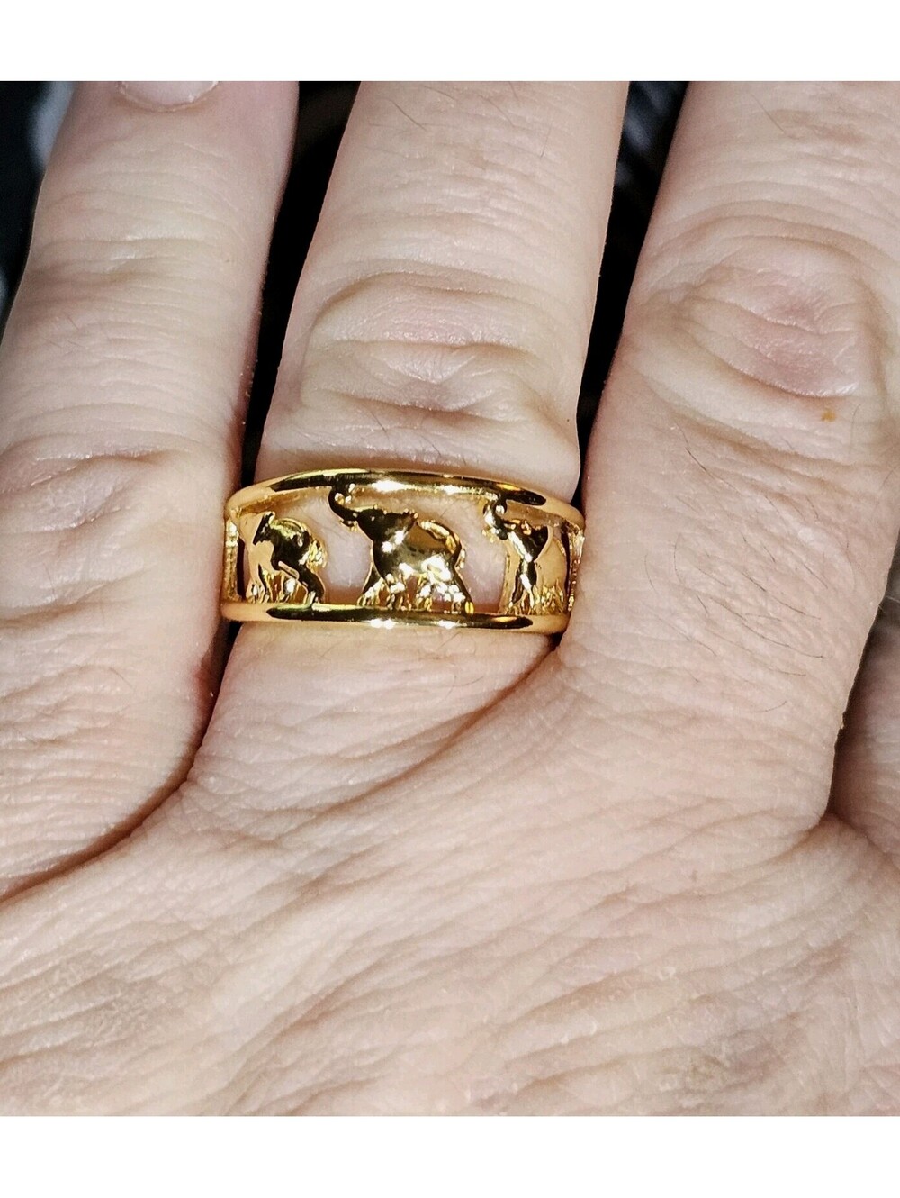 18k Gold Plated Elephant Ring Size 9 Band NWT